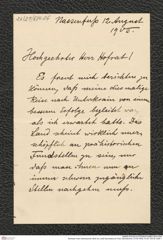 Nachlass Franz Steindachner, Brief von Josef Szombathy an Franz Steindachner (12.08.1905), Inv.Nr. 534.06, Seite 1